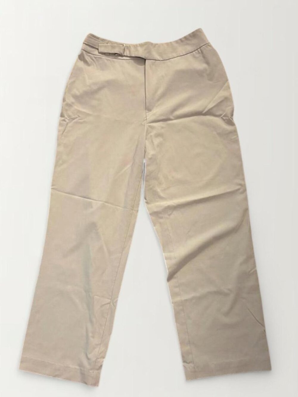 Beige wide leg trousers with waist sash and silver buckle - Size M